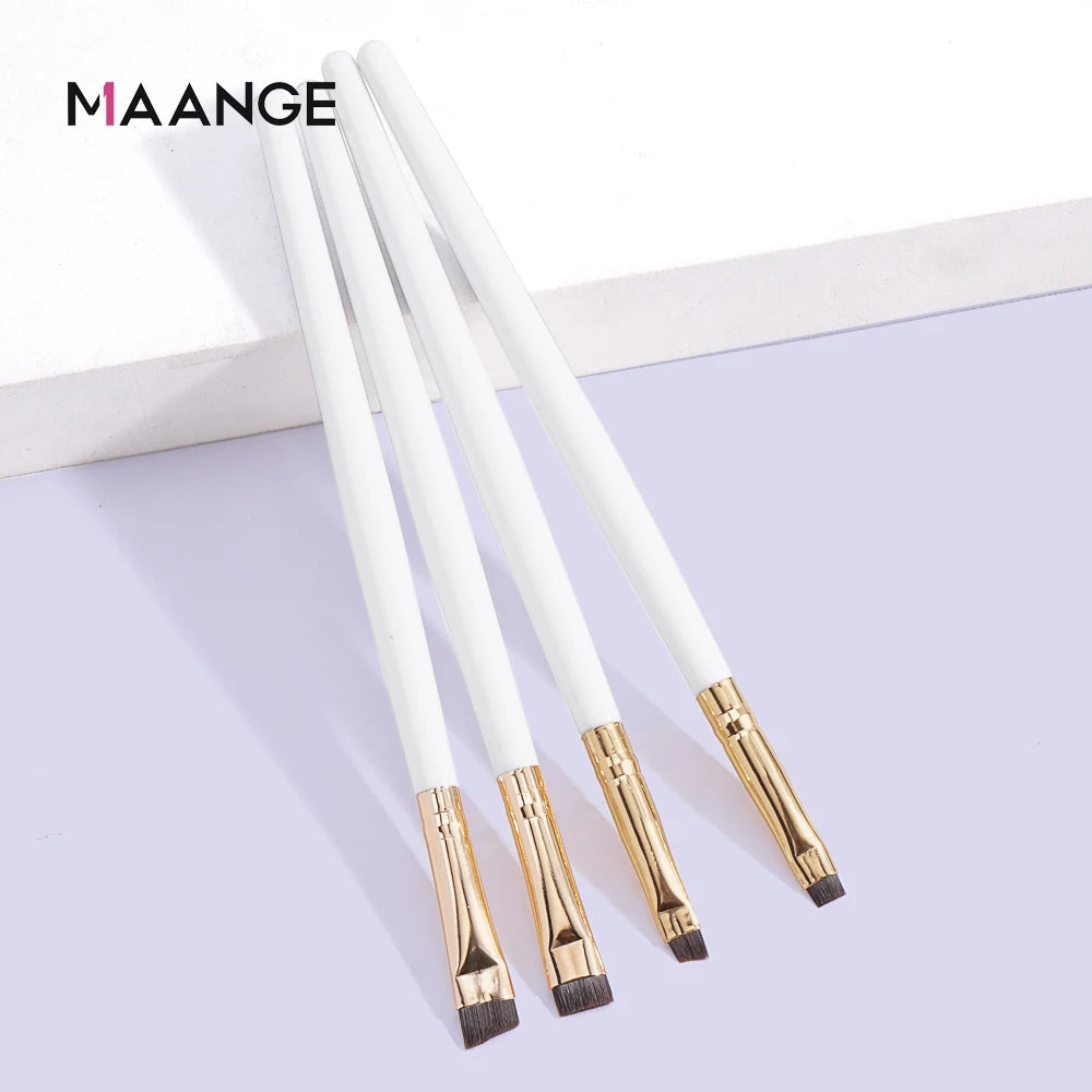 MAANGE 4-Piece Angled Eyebrow & Eyeliner Brush Set Eye Makeup Brush Set QXL White
