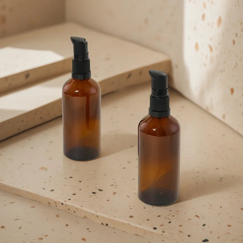 30ml Amber Glass Lotion Pump Bottles | Refillable Travel Set Refillable Pump Bottle QXL