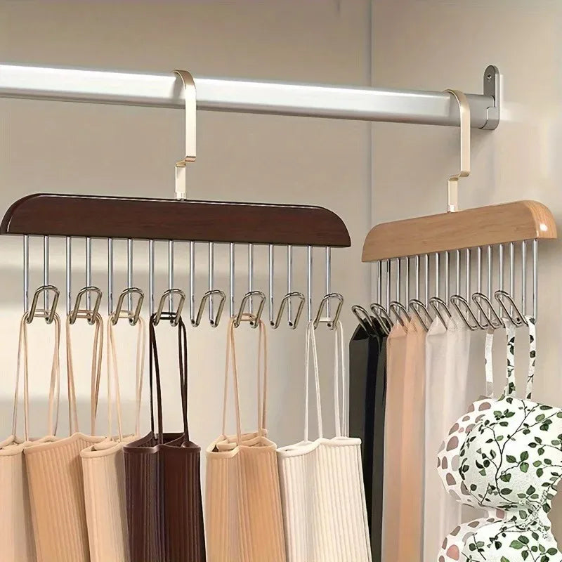 Wooden Suit Hanger with 8 Metal Hooks | Retro Finish Wooden Suit Hanger QXL