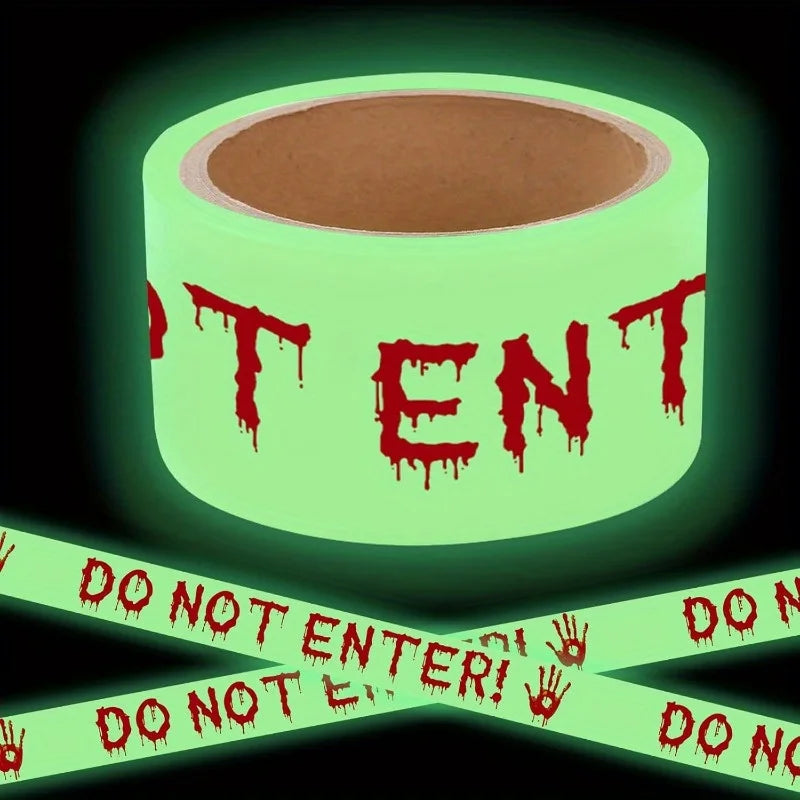 Glow in the Dark Halloween Warning Tape – Do Not Enter Halloween Decoration Tape QXL A 5M x 5CM