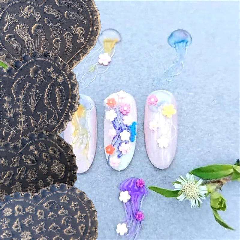 3D Silicone Nail Art Mold – Ocean, Tulip & Floral Designs Silicone Nail Mold QXL