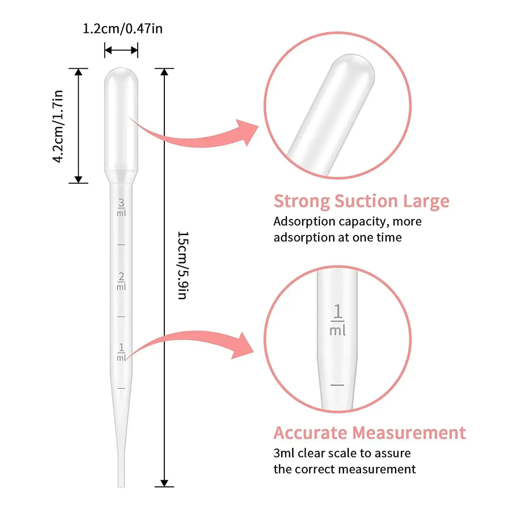100-Pack Disposable Transfer Pipettes 1ml 2ml 3ml 5ml | LDPE Disposable Transfer Pipettes QXL