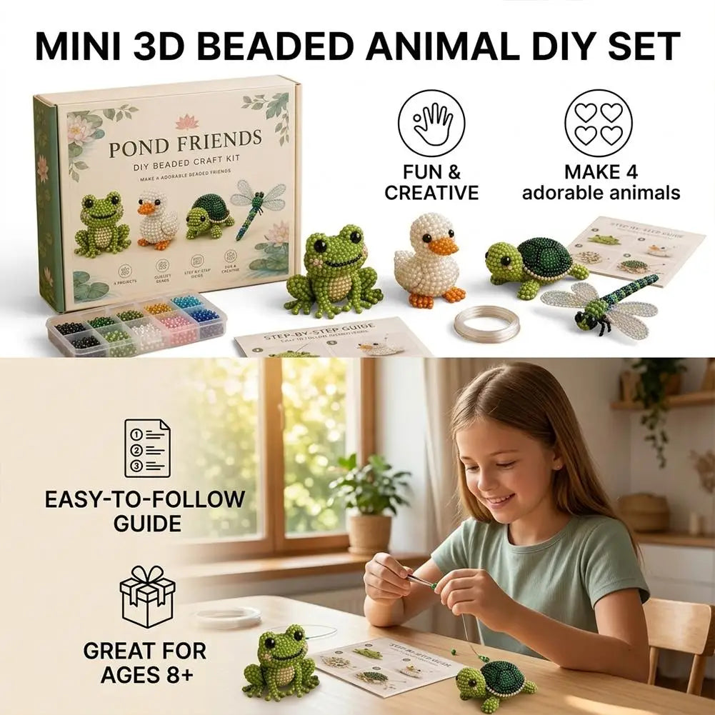 3D Animal Bead DIY Kit | 4-Design Handmade Craft Set DIY Bead Craft Kit QXL