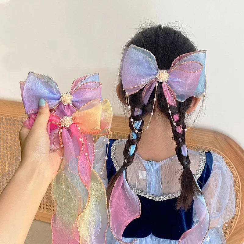 Chiffon Bow Ribbon Hairpin | Cute Girls Hair Clip Girls Hair Clip QXL