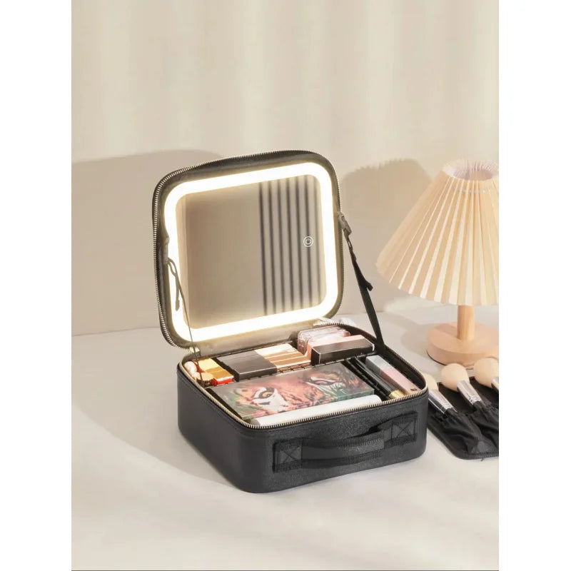 Waterproof Makeup Train Case with Mirror & Adjustable Dividers Makeup Train Case QXL