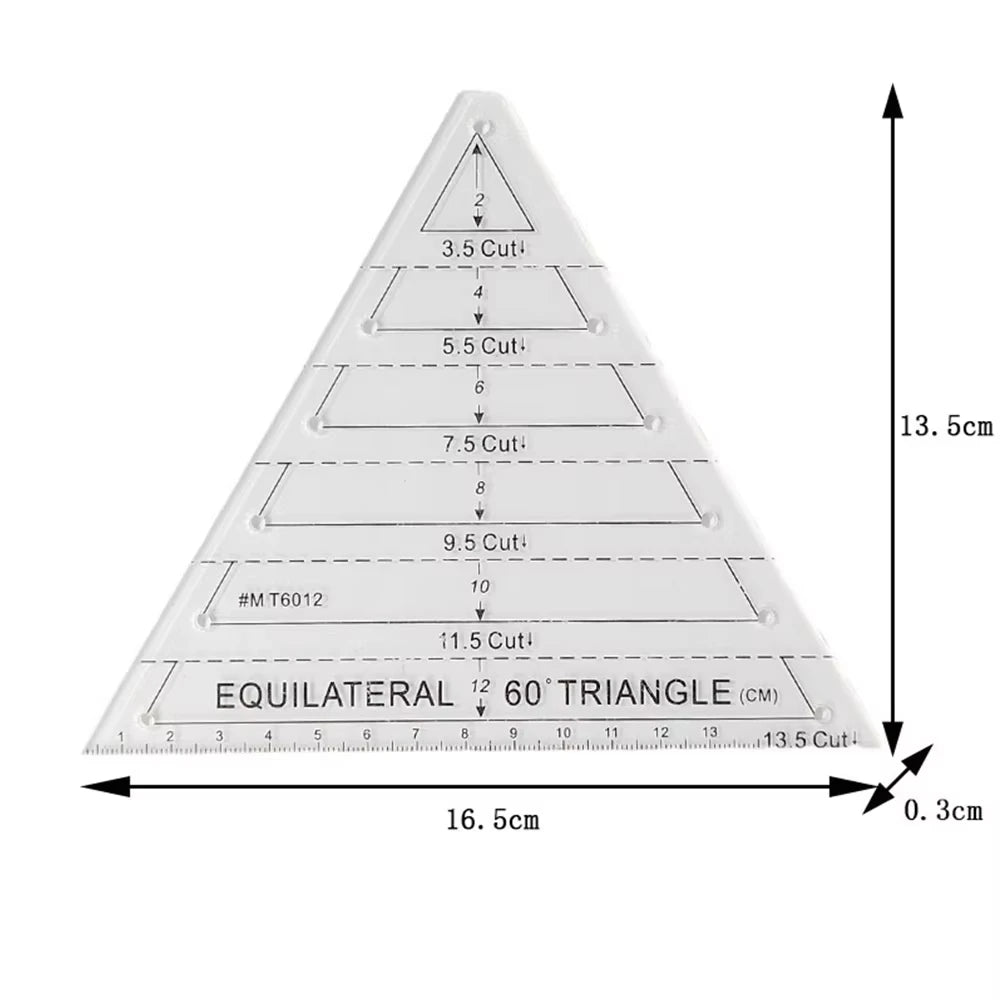 Acrylic Triangle Quilting Ruler | 60° Transparent Sewing Template Quilting Ruler Template QXL