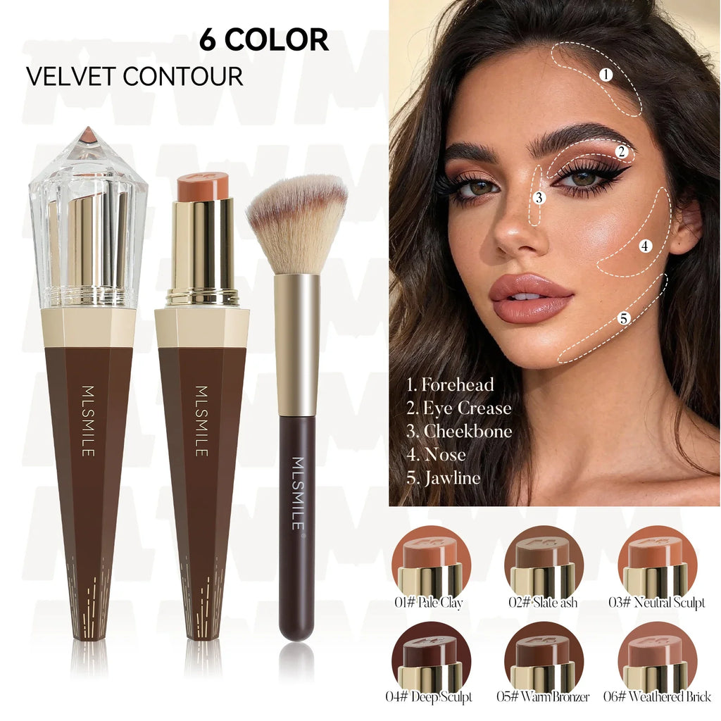 Velvet Cream Contour Stick & Brush | Waterproof, All Skin Tones Cream Contour Stick QXL