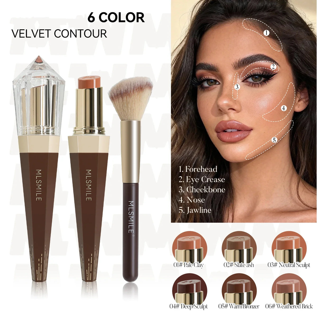 Velvet Cream Contour Stick & Brush | Waterproof, All Skin Tones Cream Contour Stick QXL