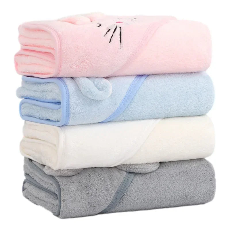 Baby Hooded Bath Towel | Cartoon Animal Swaddle Wrap 80×80cm Baby Hooded Towel QXL