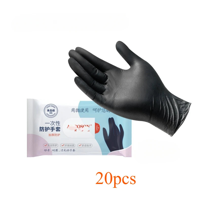 Disposable PVC Nitrile Gloves 20/50 Pack | Black Multipurpose Disposable Gloves QXL 20Pcs Black S