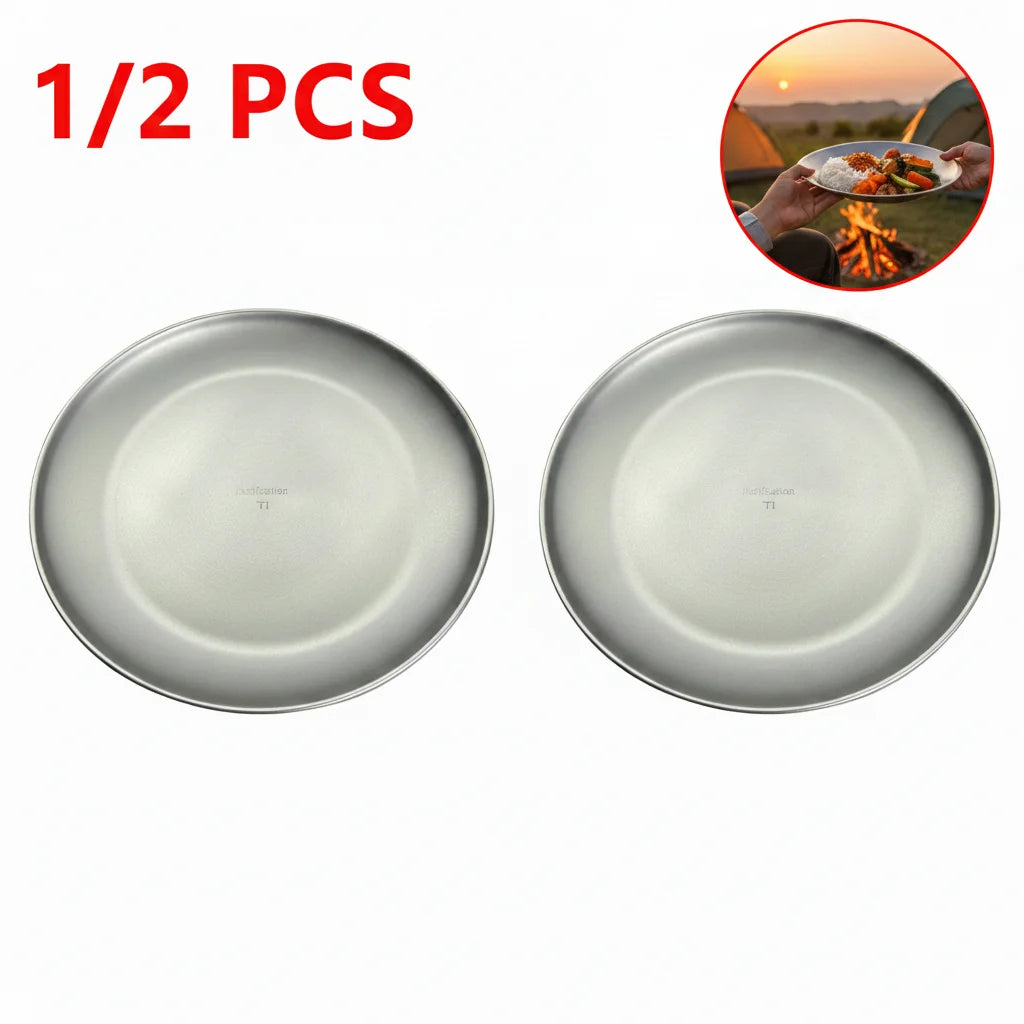 Titanium Camping Plate | Stackable Lightweight Outdoor Dinnerware Camping Dinnerware Plate QXL