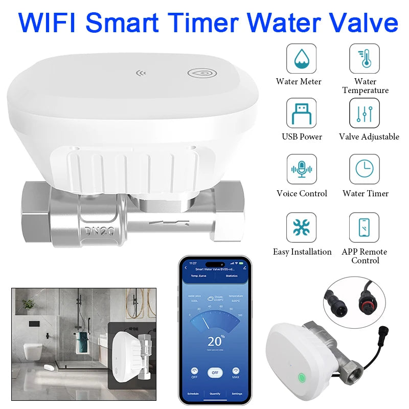 Tuya WiFi Smart Water Valve DN20 DN25 | App & Voice Control Smart Water Valve QXL
