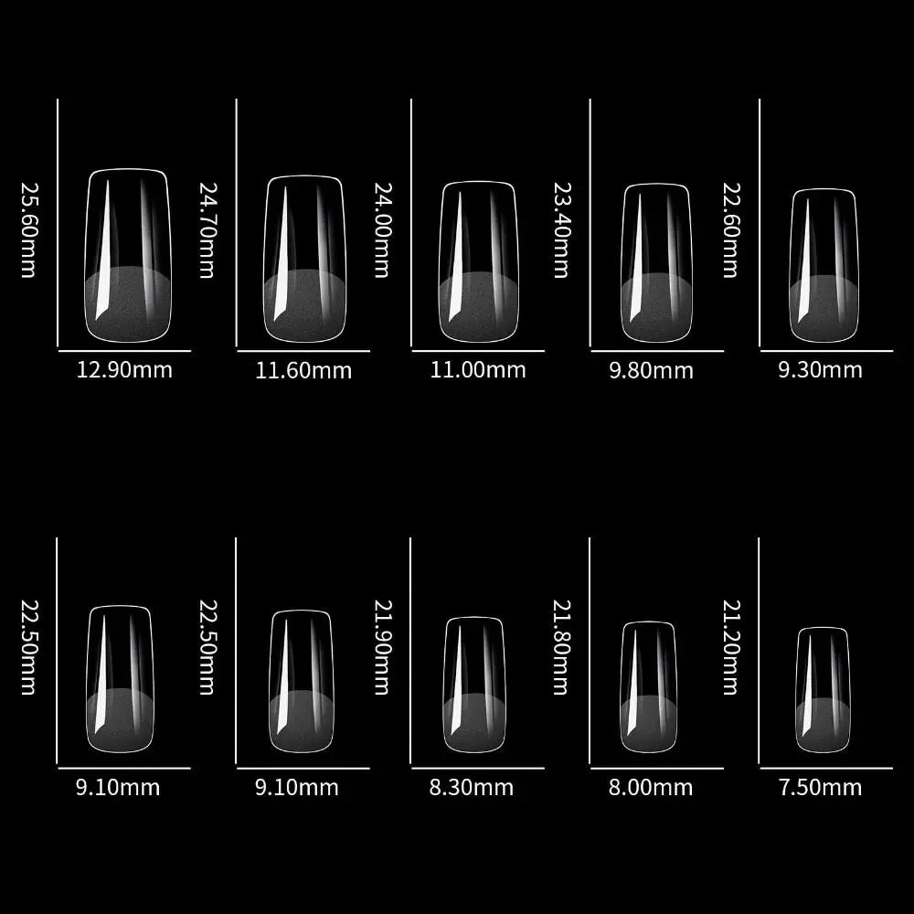100-Pack Press-On False Nails | Almond Square Coffin Tips Press-On Nail Tips QXL