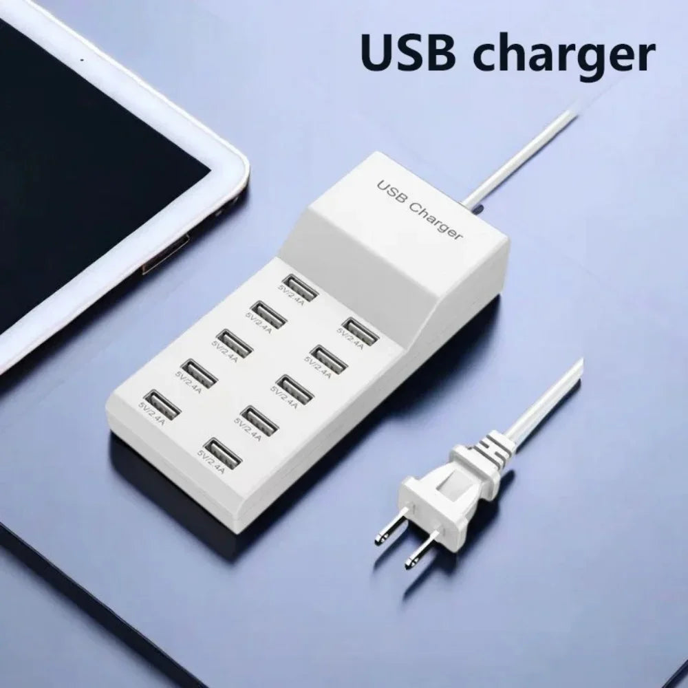 10-Port USB Charging Station | Smart Desktop Hub EU/US/UK USB Charging Station QXL