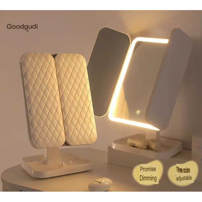 LED Lighted Tabletop Makeup Mirror | Magnifying Vanity Mirror LED Vanity Mirror QXL