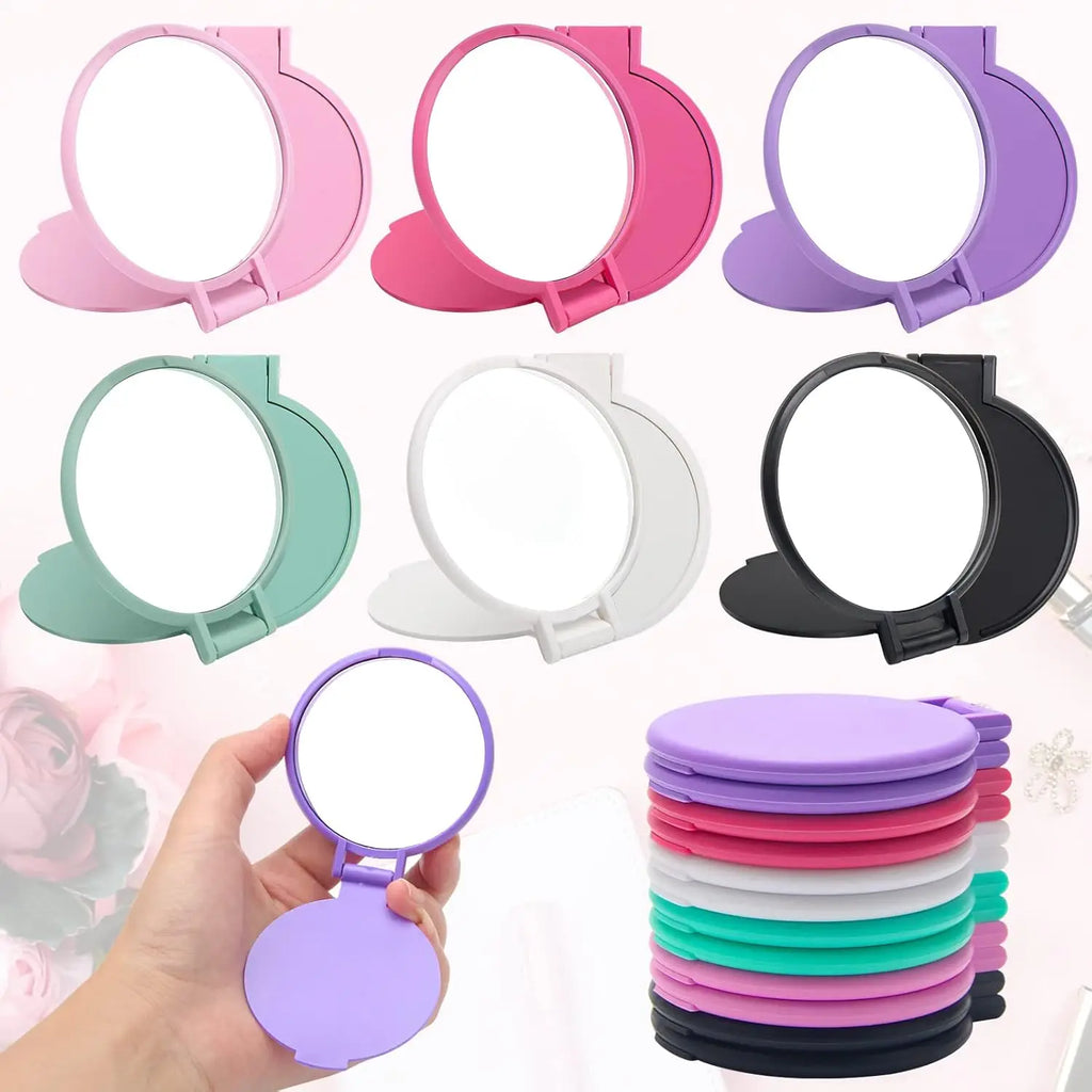 12-Pack Mini Round Folding Compact Travel Mirrors 2.4" Compact Travel Mirror QXL 12pcs random color