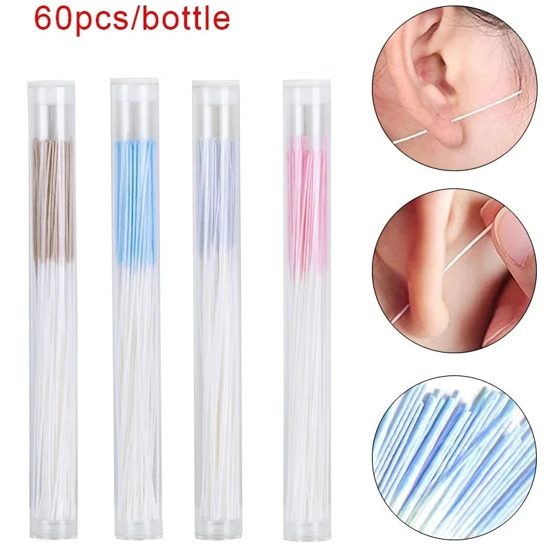 60-Pack Disposable Ear Piercing Hole Cleaning Floss Threads Ear Piercing Cleaner QXL