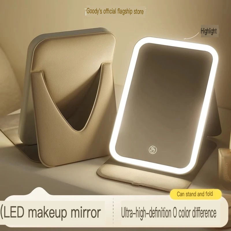 LED Lighted Makeup Mirror | Portable Folding Desktop Vanity LED Vanity Mirror QXL