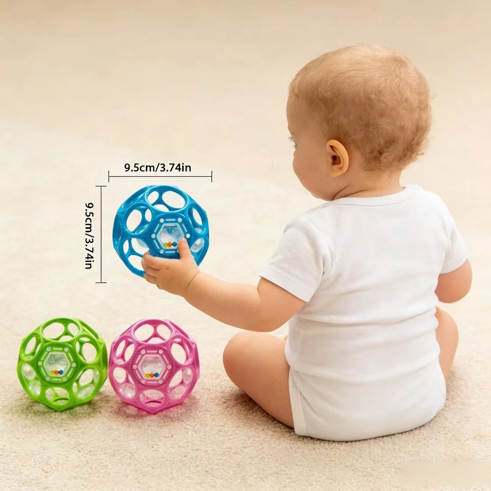 Baby Hollow Sensory Rattle Ball – Hand-Eye Coordination Toy Baby Sensory Toy QXL