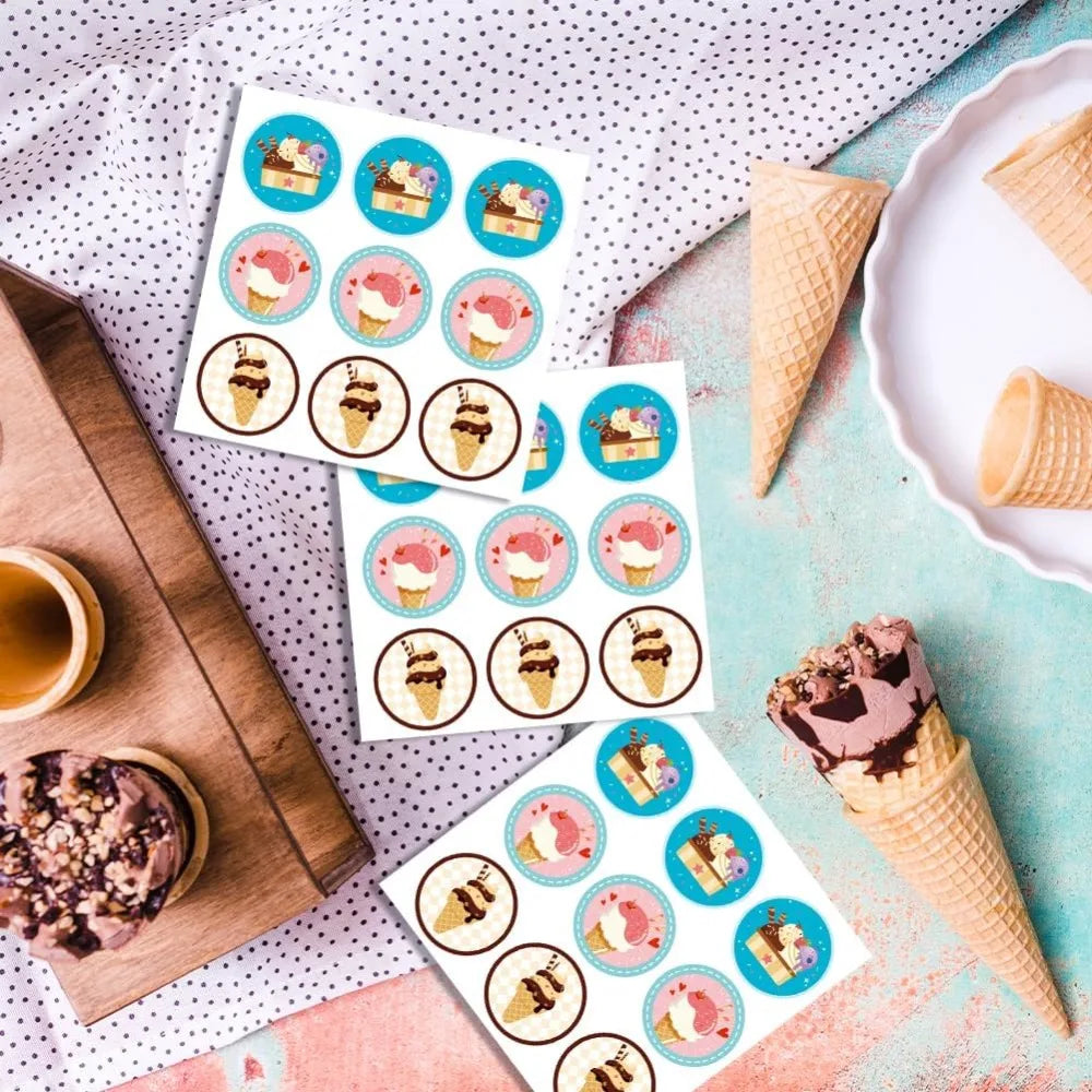 Ice Cream Self-Adhesive Stickers 180pcs | Party & Craft Seals Decorative Stickers QXL