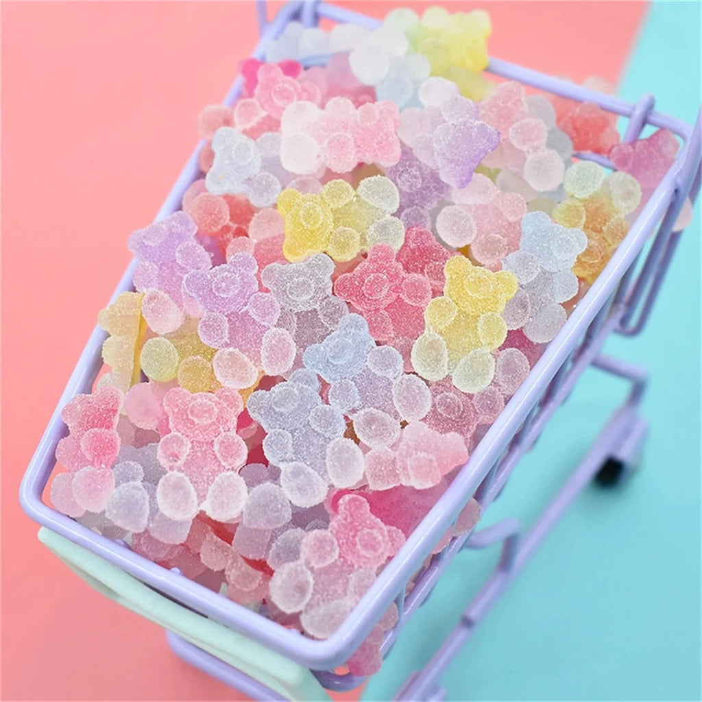 10-Pc 3D Kawaii Resin Nail Charms – Bear Heart Star Decor 3D Nail Art Charms QXL