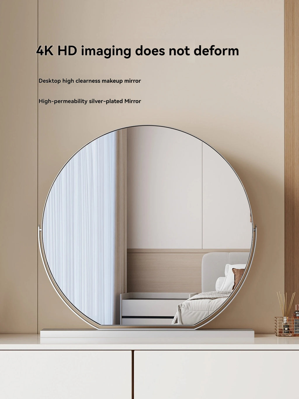 Large Half-Circle Desktop Makeup Mirror | Metal Frame Desktop Makeup Mirror QXL