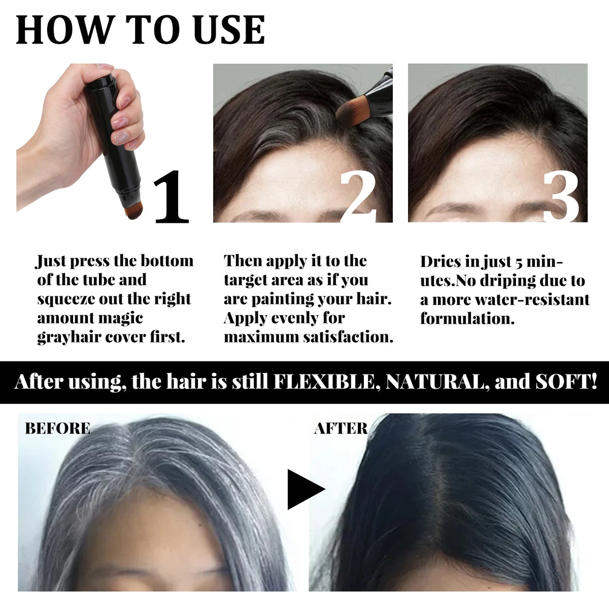 EELHOE Hair Color Stick – Instant Gray Root Coverage Pen Temporary Hair Color QXL