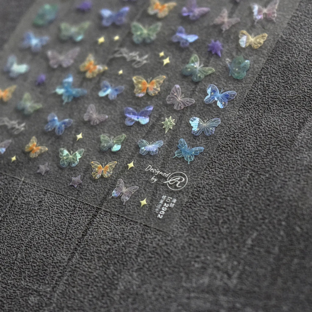 5D Laser Butterfly Nail Art Stickers | Self-Adhesive Decals Nail Art Stickers QXL