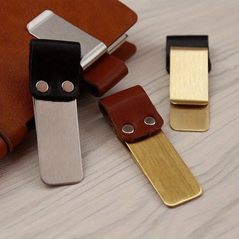 Metal Pen Clip & Card Holder for Laptop & Desk | Stationery Desk Pen Clip QXL