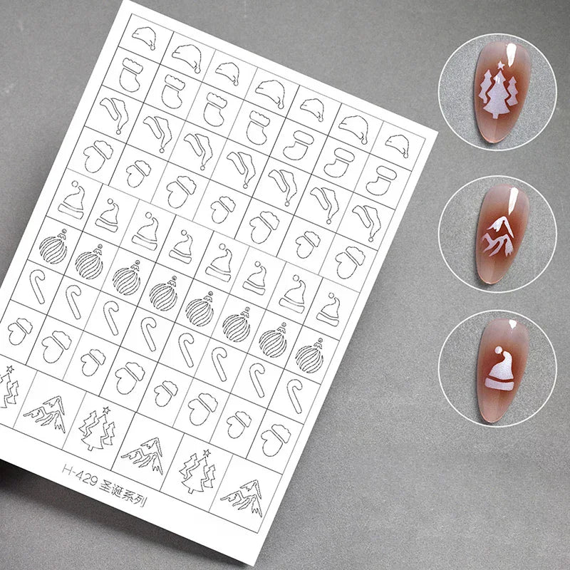 Christmas Hollow Nail Stencils | Snowflake & Tree Airbrush Tips Nail Art Stencils QXL