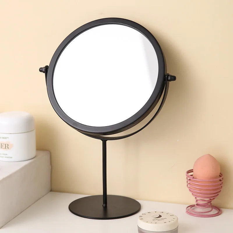 360° Rotating Iron Desktop Makeup Mirror | Magnifying Desktop Makeup Mirror QXL round bottom