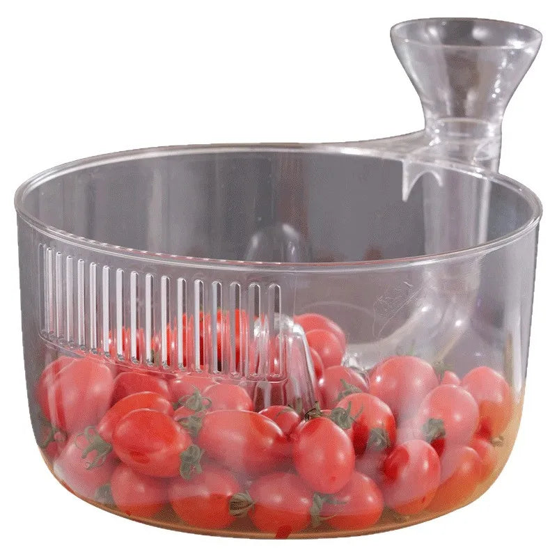 Clear Fruit & Vegetable Wash Bowl | Water-Flow Colander Kitchen Colander Bowl QXL