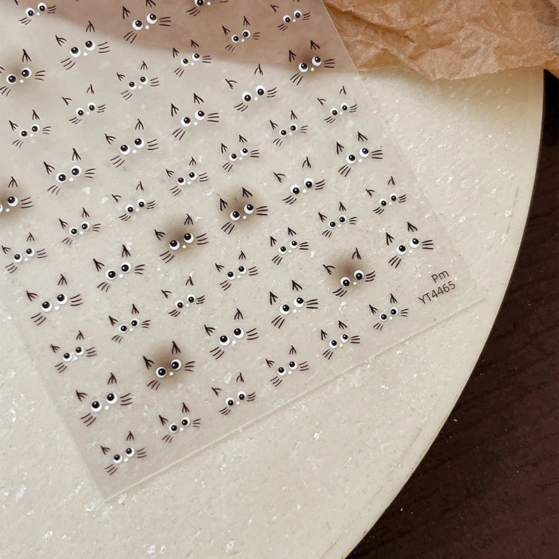 Kawaii Cat 5D Nail Stickers | Korean Style DIY Decals Nail Art Stickers QXL