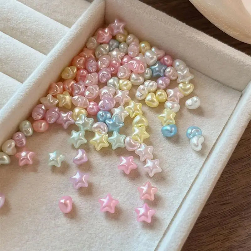 50-Pc Star & Heart Nail Rhinestones | Kawaii DIY Nail Art Gems Nail Rhinestones QXL
