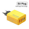 120W 4-Port USB-C Wall Charger PD QC3.0 | Fast Charge USB Wall Charger QXL Yellow EU
