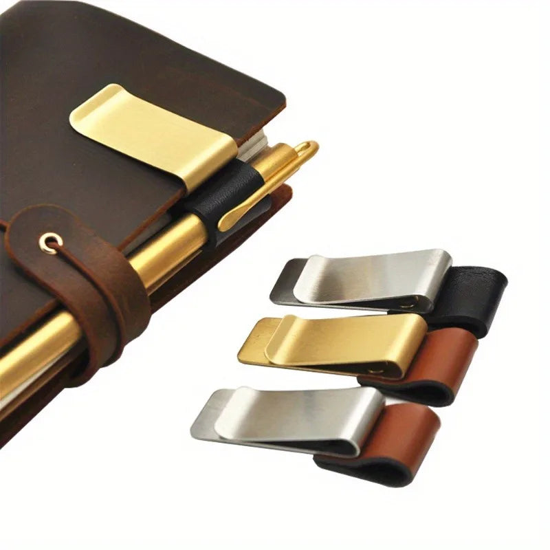 Metal Pen Clip & Card Holder for Laptop & Desk | Stationery Desk Pen Clip QXL