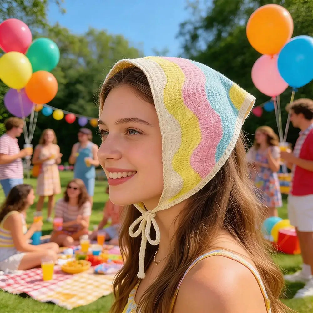 Boho Crochet Triangle Headscarf | Floral Mesh Beach Headband Triangle Headscarf QXL