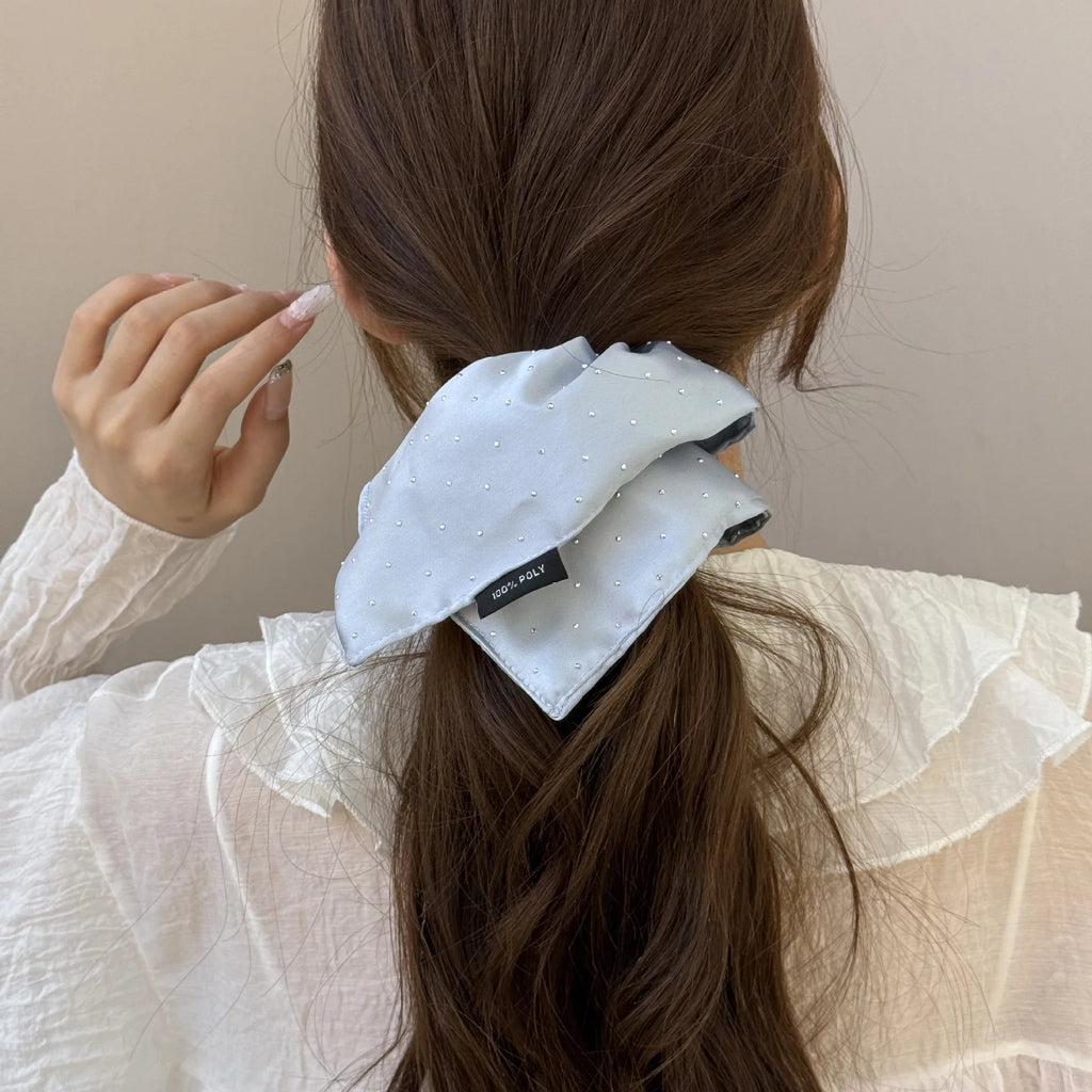 Korean Satin Scrunchies 3-Pack | Starry Elegant Hair Ties Satin Scrunchie Set QXL