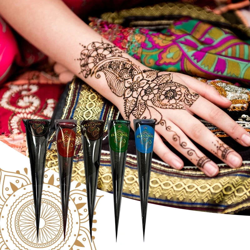 Natural Henna Tattoo Cone | Waterproof Semi-Permanent Body Art Henna Tattoo Cone QXL