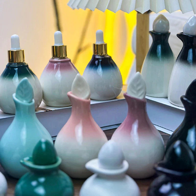 Ceramic Essential Oil Bottle | Refillable Aromatherapy Dispenser Essential Oil Bottle QXL