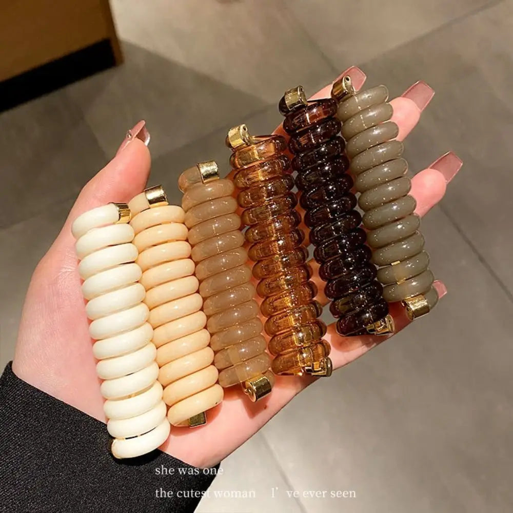 Spiral Telephone Line Hair Ties – 9 Colors Elastic Ponytail Hair Ties QXL
