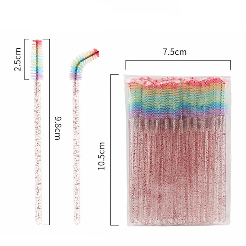 50-Pack Rainbow Spoolie Eyelash Brushes | Lash Extension Tool Spoolie Eyelash Brush QXL