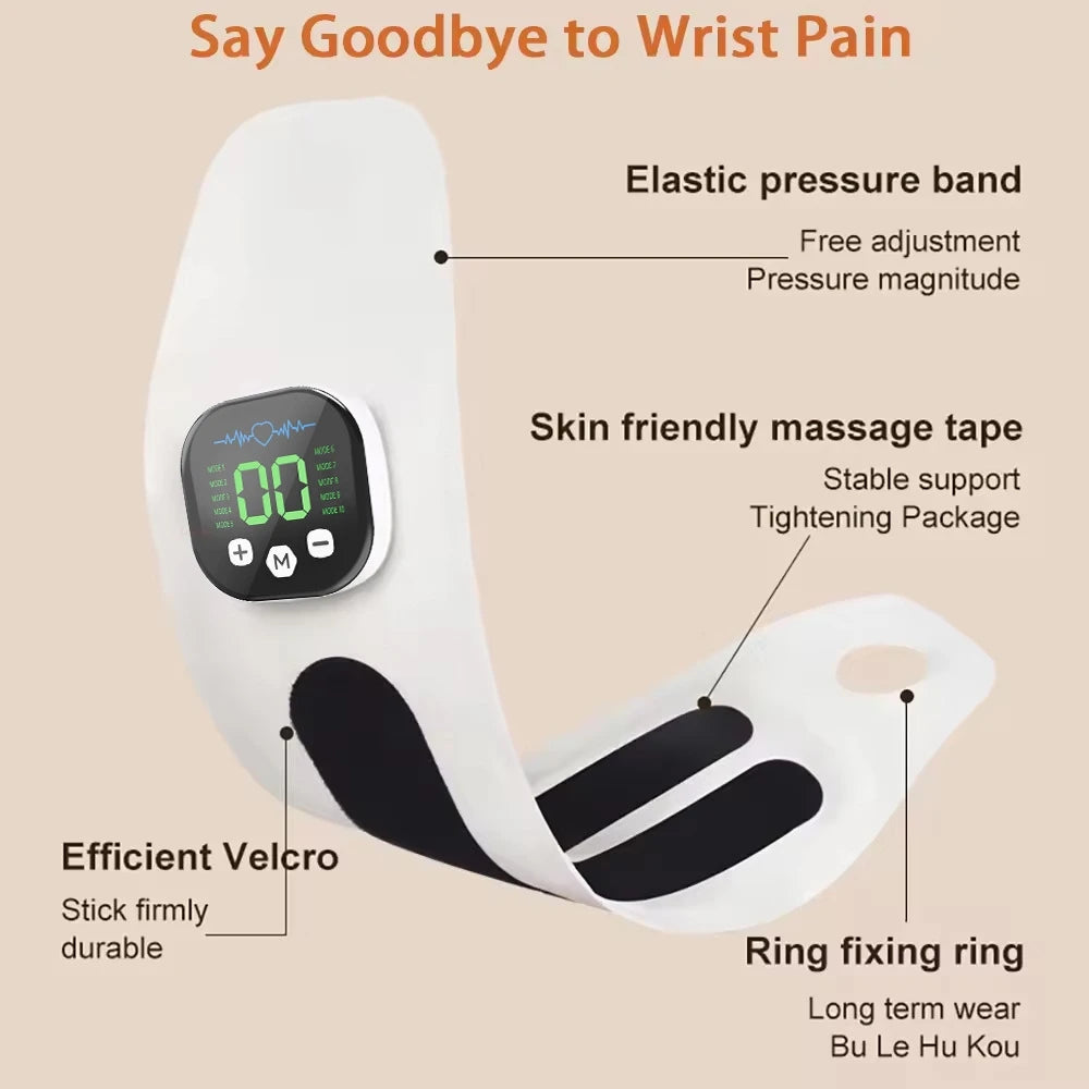 10-Mode EMS Cordless Wrist Massager | USB Rechargeable Wrap EMS Wrist Massager QXL