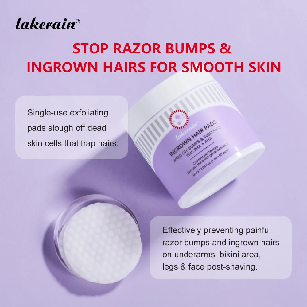 Ingrown Hair Pads – Post-Shave Exfoliating Treatment, 60 Pads Aftershave Treatment Pads QXL