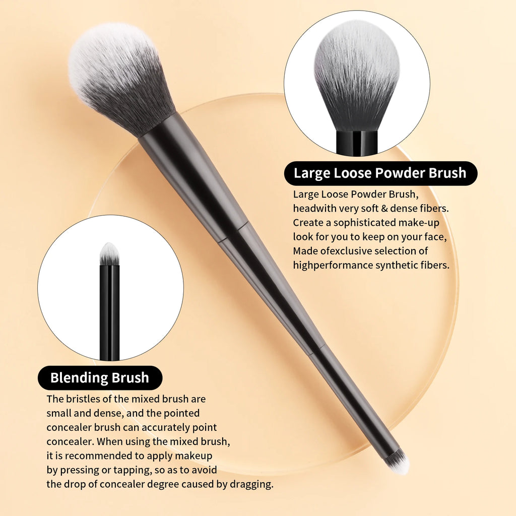 Ronshadow 4-Pc Dual-Sided Makeup Brush Set | Full Face Kit Dual-Sided Makeup Brushes QXL