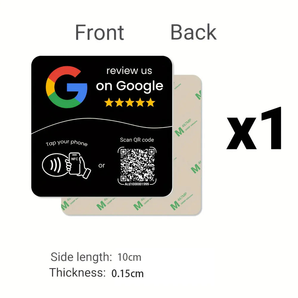 NFC Google Review Card | NTAG215 Tap & Dynamic QR Code NFC Review Card QXL black