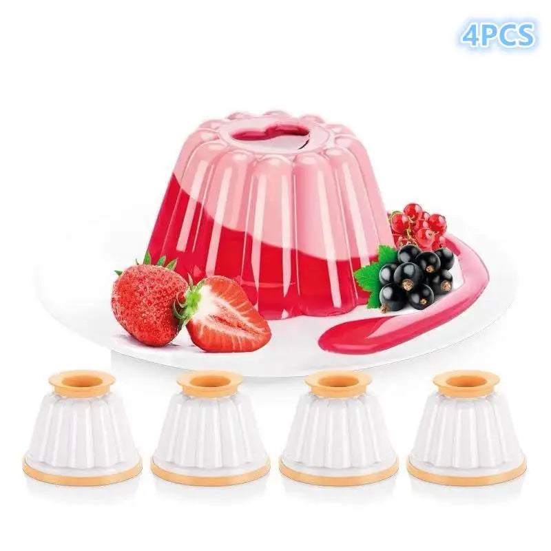 4-Pack Reusable Pudding & Jelly Molds with Lids | Baking Set Pudding Jelly Mold Set QXL