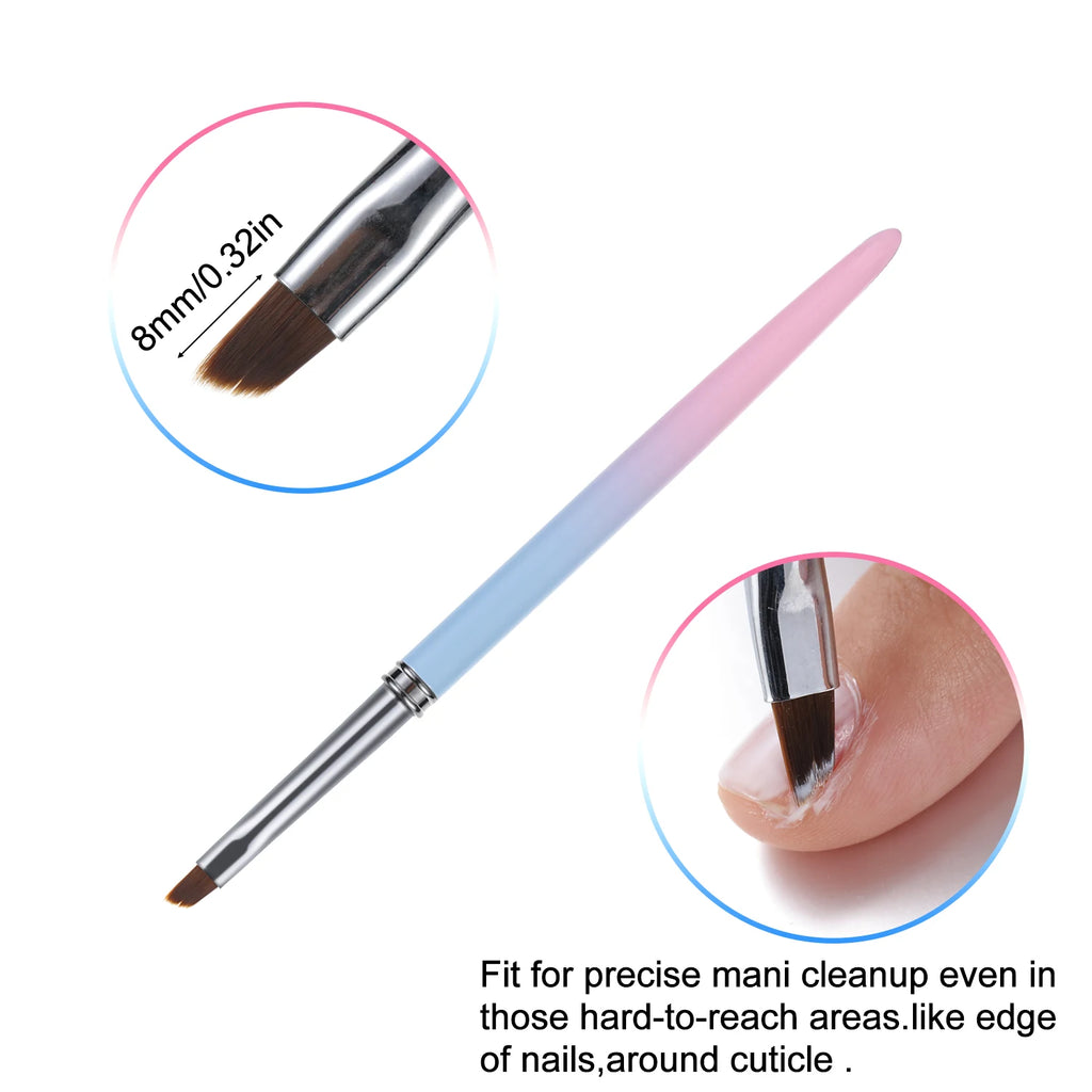 2-Pack Nail Art Clean-Up Brushes | Round & Angled Tip Nail Art Brush Set QXL