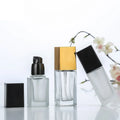 Glass Pump Bottle | Refillable Foundation Container 15–30ml Refillable Pump Bottle QXL 30ml black lid frosted