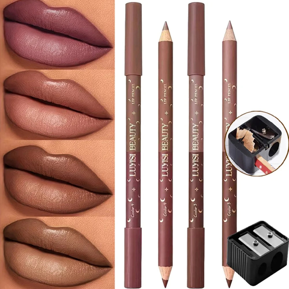 3-Piece Lip Liner Set – 2 Double-Tip Liners + Sharpener Lip Liner Set QXL